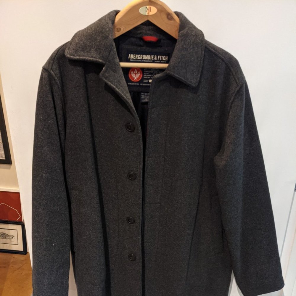 Vintage ABERCROMBIE &Fitch Men's Wool Coat - Mediu